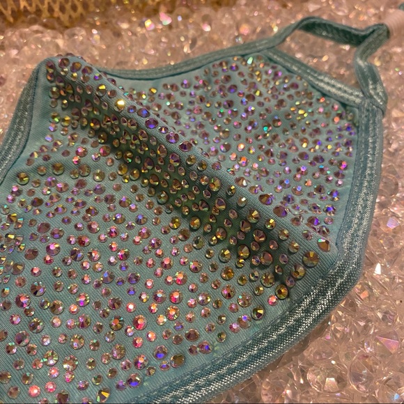 ✨#13 Aquamarine✨Crystal Bling Face Mask - Picture 3 of 15